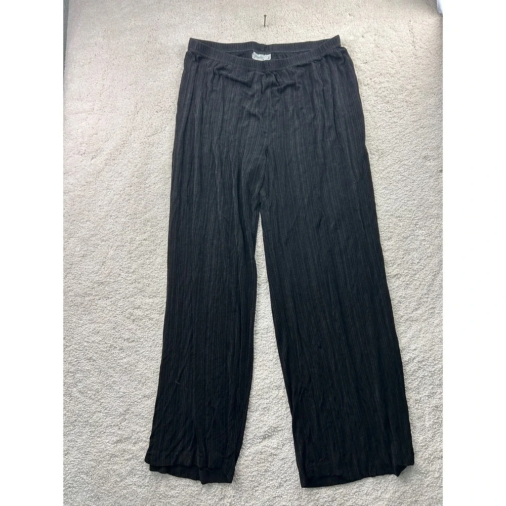 Coldwater Creek Pants Womens Large Pleated Pull On Wide Leg‎ Made USA Comfort